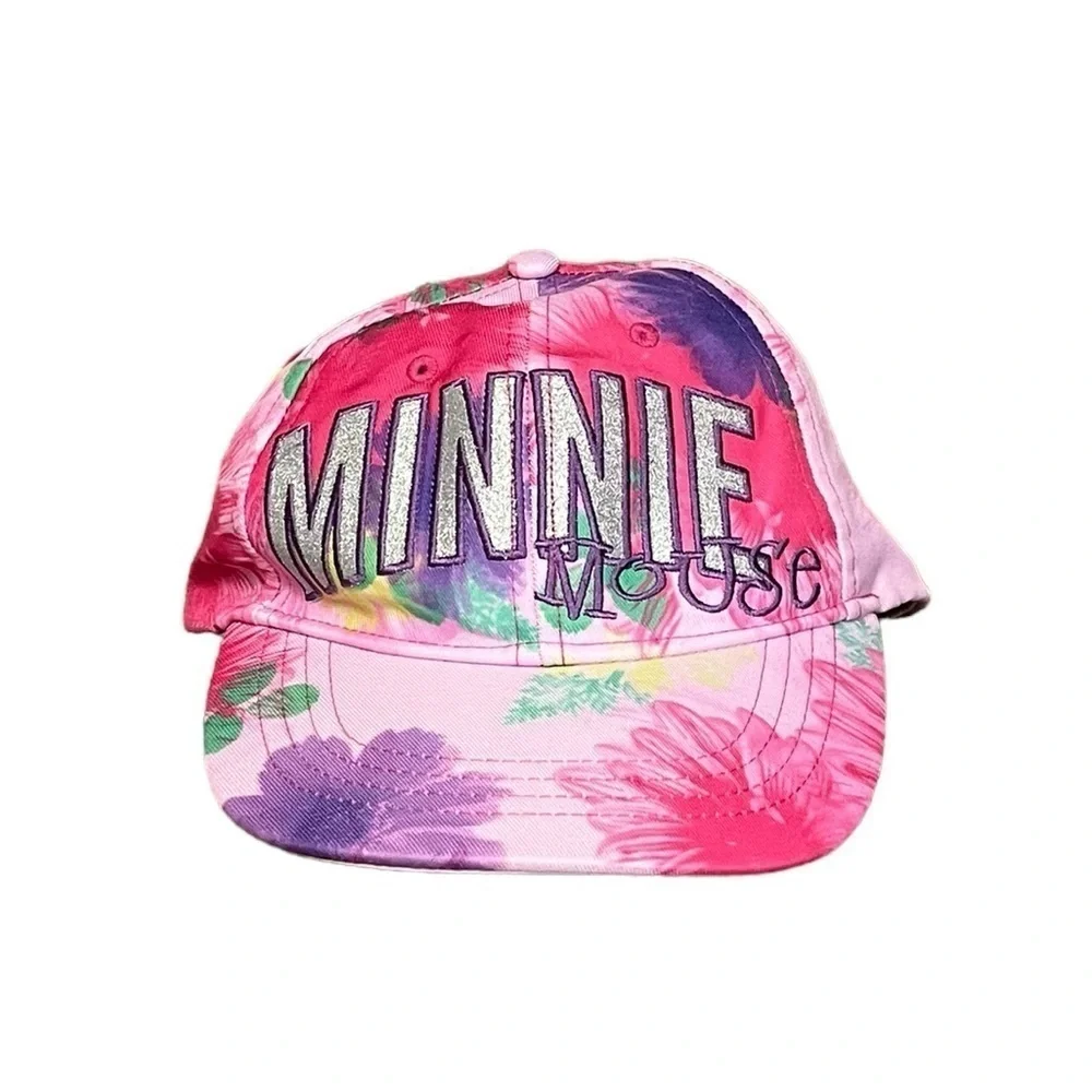 Disney Parks Minnie Mouse Floral Pink Baseball Hat Adjustable Girls Coquette